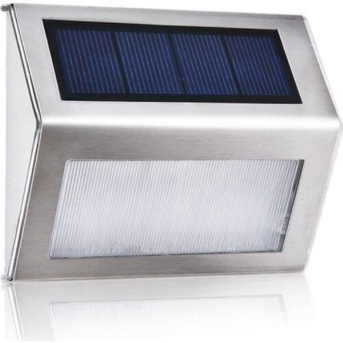 4PCS/Lot Solar Deck Lights Outdoor Stainless Steel Solar Step Lights Waterproof Led Solar Lights for Stairs, White/Warm White