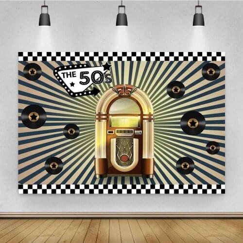 The 50s Dance Theme Party Backdrop Vintage Records Black White Adult Birthday Table Decor Background Photography Vinyl