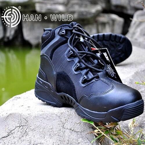 Military Combat Tactical Boots Climping Camping Hiking Shoes Breathable Sport Shoes Good Quality Man Shoes Leather
