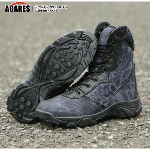 Military Boot Men Outdoor Waterproof Camo Combat Tactical Desert Boots Ultralight Breathable Non-slip Climbing Hiking High Shoes
