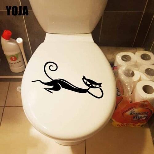 YOJA 24.1X10.2CM Lounging Cat Toilet Sticker Living Bedroom Home Decor Wall Decal Art T5-0137