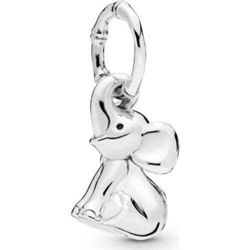 Genuine 925 Sterling Silver Bead Charm Elephant Dangle Charm Fit Pan Women Bracelet & Necklace Diy Jewelry
