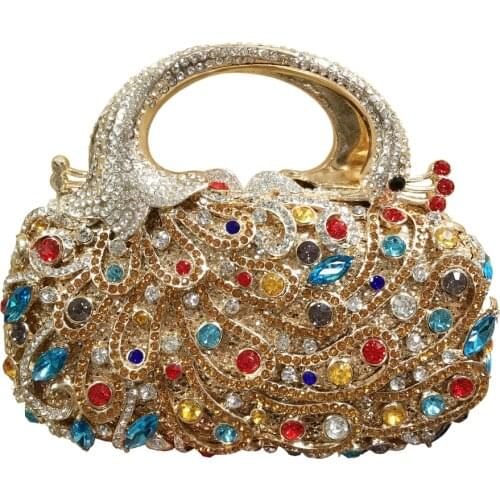 Womens Crystals Clutch Party Shining Jewelry The Secular Bird Evening Bag Handbag Diamonds Purse