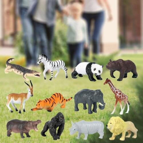 12 Pieces Wild Animals Figure Set Girls Kids Toddlers Educate Rewards