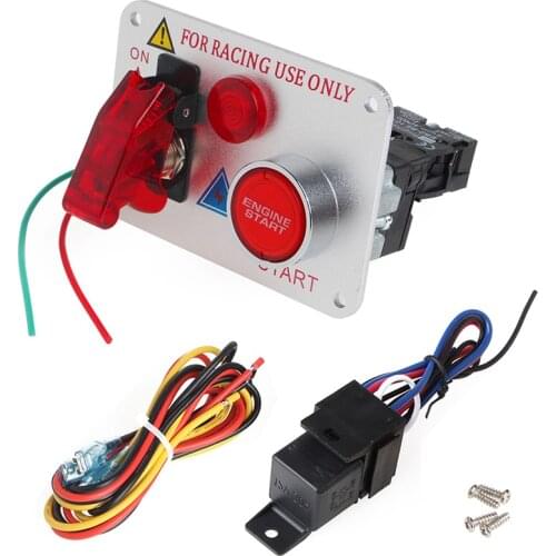 12V Racing Car Engine Start Push Button Ignition Switch Panel Red LED Toggle D7WD