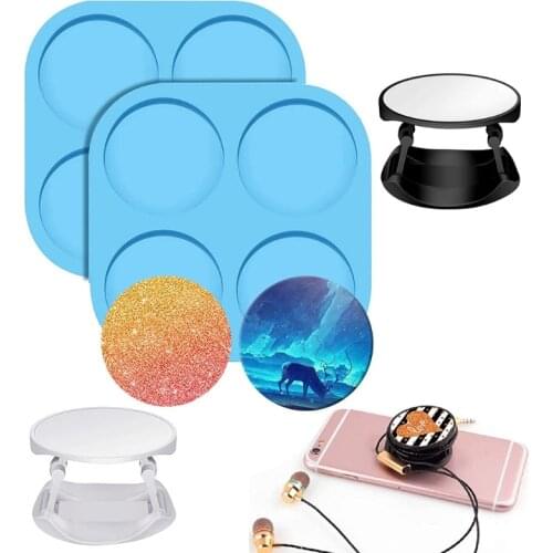 4/6 Cavity Circle Phone Grip Epoxy Resin Mold On Top Phone Socket Silicone Mould DIY Crafts Jewelry Casting Tools