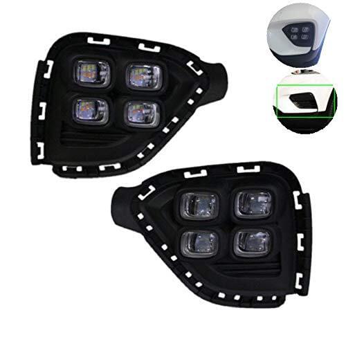 4-LEDS Car Daytime Running Lights Front Fog White DRL Driving Fog Lamp Kit for Hyundai Creta 2017 2018