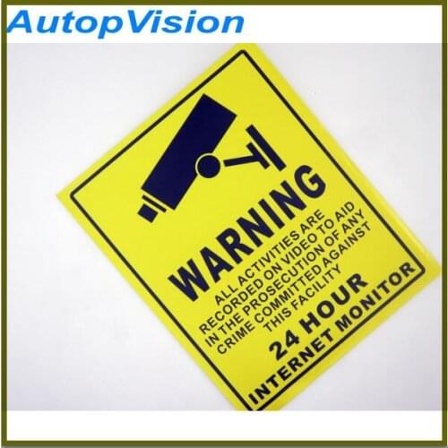 5pcs Sticker Warning Decal Signs Home CCTV Surveillance Security Camera Yellow