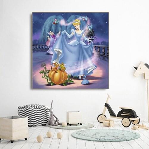 5d Diamond Painting Disney Cartoon Princess Posters and Prints Wall Art Pictures for Living Baby Girls Room Decoration