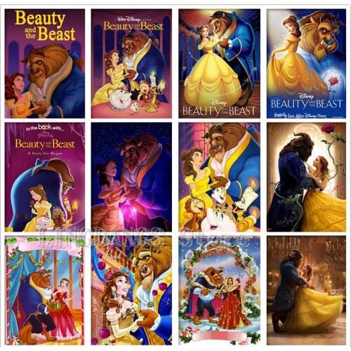 5D DIY Full Drill Diamond Painting Disney Movie Beauty And The Beast Cartoon Girl Diamond Mosaic Embroidery Art Home Decor Gift