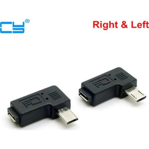 9mm Long plug Connector 90 Degree Right & Left Angled Micro USB 2.0 5Pin Male to Female M to F Extension connector Adapter