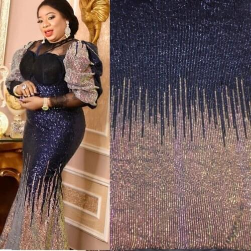African Lace Fabric 2021 High Quality Lace Fabric for Sewing Clothes XX33371 Sequins Nigerian Laces Fabric 5 Yards Net Wide Lace