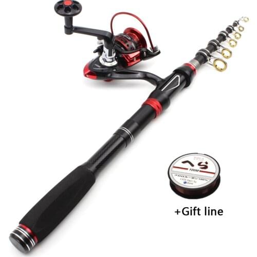 Promotion! Fishing rod with reel Carbon Telescopic Fishing Rod and reel set Portable Trout Rod Multifunction Travel pocket Rod