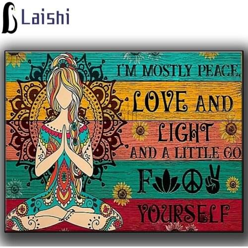 5D DIY Diamond Painting Poster Peace Love Cross Stitch Kit Full Square Drill Embroidery Mosaic Art Picture of Rhinestones Decor