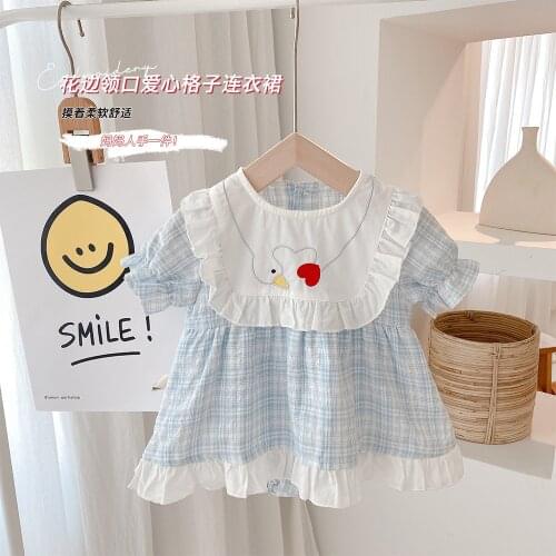 Free shipping! Western style Plaid Dress thin 0-2 years old newborn summer bag fart skirt cute creeping dress for girl baby