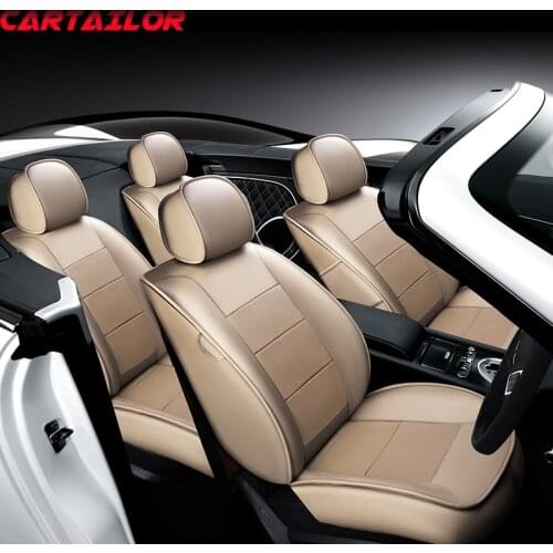 CARTAILOR Cover Car Seat for Nissan Quest 2011-2017 Seat Covers Genuine Leather & Leatherette 3 Rows 7 Seats Protector 25pcs/Set