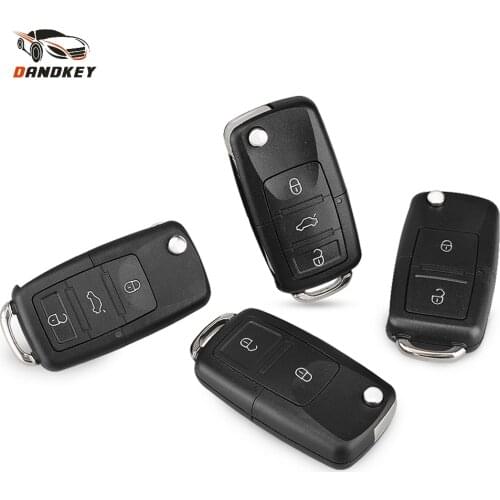 Dandkey 2/3 Button Flip Car Remote Key Shell For VW Passat Polo Golf Touran Bora Ibiza Leon Octavia Fabia Key Case Fob Cover