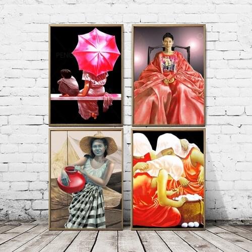 Home Decor Elegant Lady Painting Canvas Portrait Print Poster Female Figure Wall Art Retro Modular Picture Bedroom Background