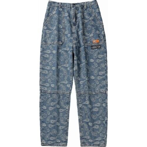 Spring Autumn 2021 new trendy brand street loose jeans male high street hip hop hiphop boys pants trend harem jeans