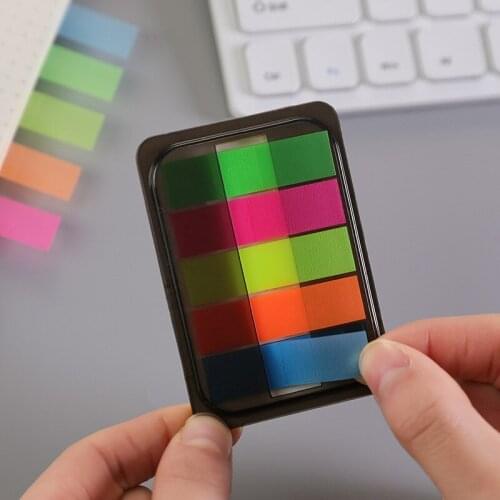 Fluorescent PET Sticky Notes Post Notes Colored Mark Labels School Offie Stationery Supplies