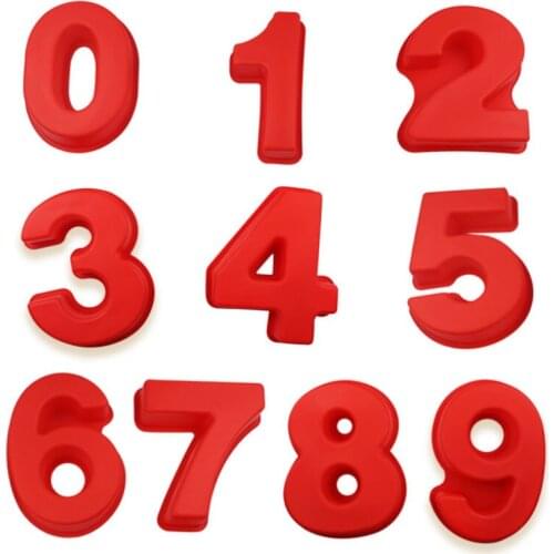 10 Inches Large Arabic Numeral Silicone Mold 0-9 Number Shape Baking Mold Wedding Birthday Anniversary Cake Decoration Tool