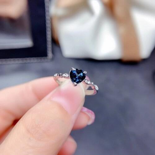 Grace delicate romantic heart S925 silver natural London blue topaz gem ring natural gemstone ring woman girl party gift jewelry