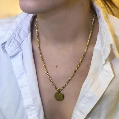 GULCE DERELI, CIRCLE CHARM CHAIN NECKLACE, CHAIN NECKLACES, CHARM NECKLACES, GIFT BOX, GOLD/SILVER PLATED