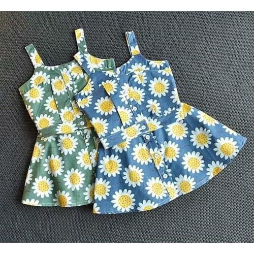 Girls Clothing Sets New Summer Sleeveless Cotton flowers T-shirt+Print Skirt 2Pcs for Kids Clothing Sets Baby Clothes Suit