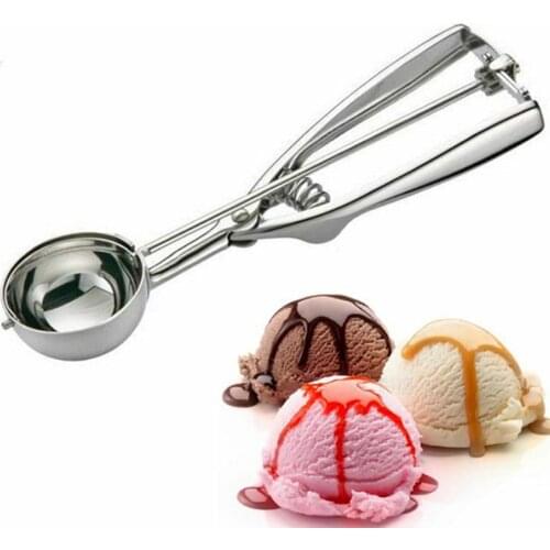Stainless steel spoon kitchen ice cream mashed potatoes watermelon jelly yogurt cookies spring handle scoop kitchen accessories