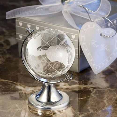 40mm Round Earth Globe Office Clear Cute Crystal World Map Paperweight Stand Desk Home Decor Crafts Art Glass Sphere Ornament