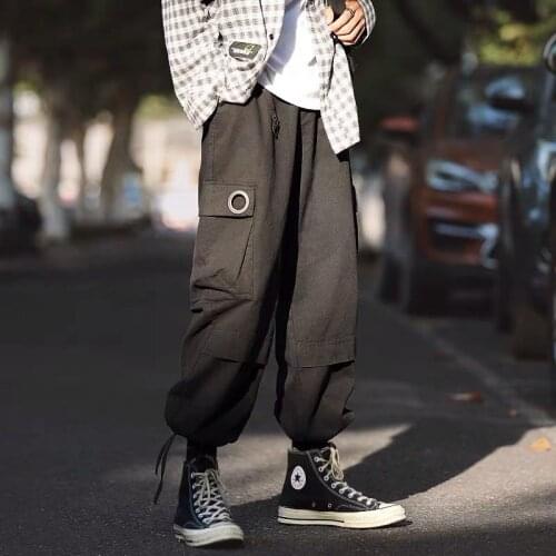 Cargo Pants Men Japanese Streetwear Jogging Pants Hip Hop Harajuku Korean Fashion Oversize Trousers For Men Clothing Black