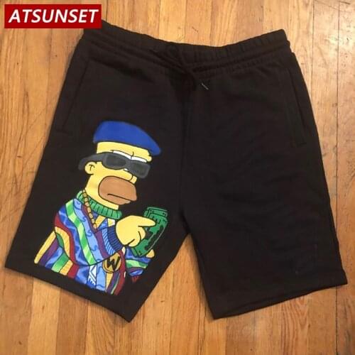 ATSUNSET 2021Mens Summer New Hot Casual Shorts Cartoon Print Solid Cotton Clothing Shorts Hawaii Fashion Bottoms