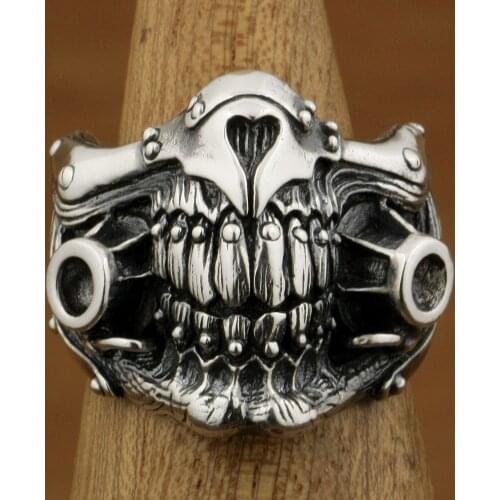 925 sterling silver MAD MAX Immortan Joe Ring Mens Biker Punk Skull Style 9Y021 US Size 7 to 15