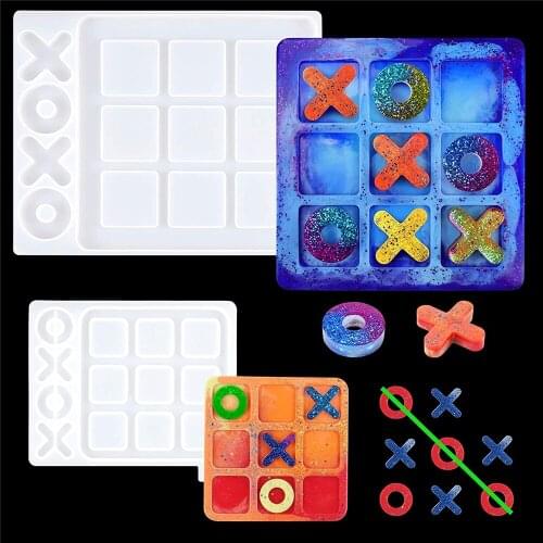 2Pcs/set OX Board Game Crystal Resin Mold Set DIY Family Game Epoxy Casting Silicone Mold Children Adults Home Decoration