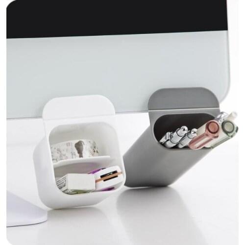 Desktop Monitor Auxiliary Storage Box Office Rangement Paste Plastic Stationery Box 2 PCS/Lot Jewellery Remote Control Organizer