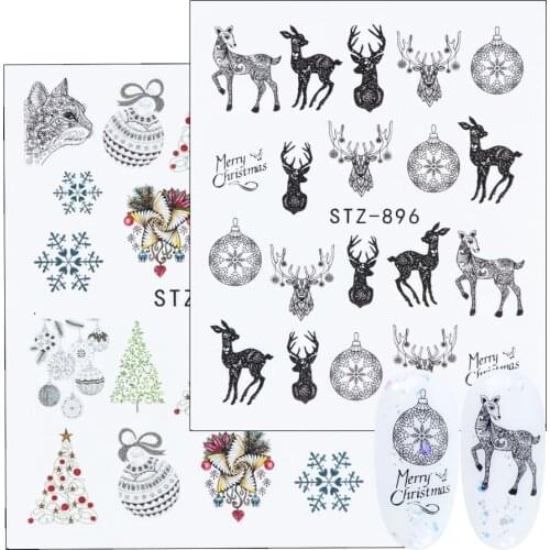 1pcs Christmas Nail Water Sticker Star Decals Slider Winter Nail Art Snowflake Star Transfer Decorations Manicure LYSTZ892-905-1