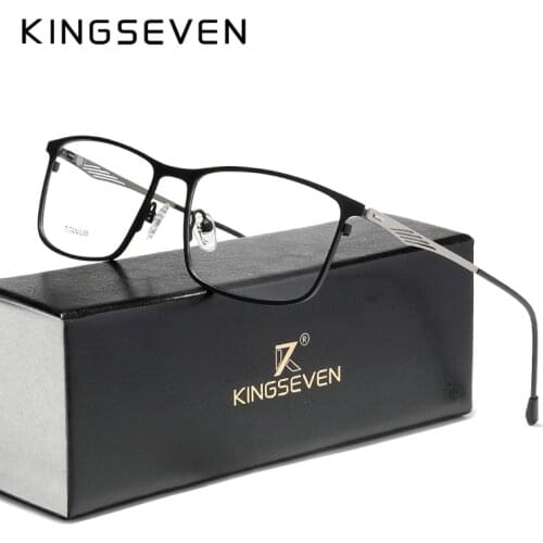 KINGSEVEN Titanium Alloy Optical Glasses Frame Men 2020 Square Myopia Prescription Eyeglasses Male Metal Eyewear