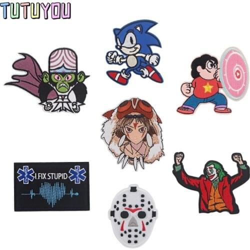 PC1725 Clown Monkey Cartoon Sticker For Clothing Applications Patches On Clothes Iron Embroidered Patch For Backpack Badge