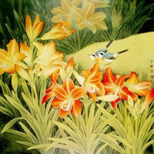 Canvas Printings Chinese Watercolor Painting Meticulous flowers-and-birds Wall Art Paintings HD Print Picture on Canvas