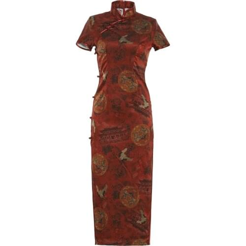 Shanghai Story Chinese Style Dresses Womens Long Cheongsam Dress Retro Gown Qipao with Lining