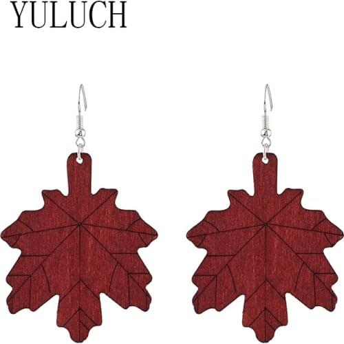 YULUCH Woman Wood Maple Leaf Pendant Earrings Girl Simple Art Leaf Jewelry Ladies Elegant Wooden Accessories earring
