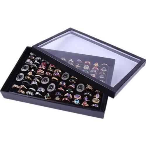 100 Slots Rings Display Stand Storage Box Ring Box Jewelry Organizer Holder Show Case Casket