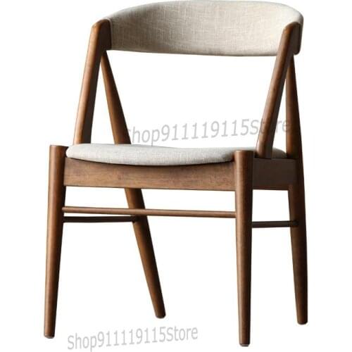 Nordic Modern Solid Wood Dining Chair Household Simple Back Ox Horn Chair Leisure
