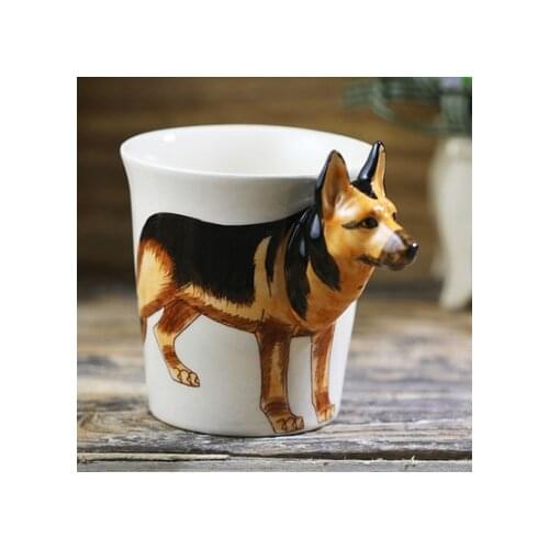 Thailand hand painted animal mug German Shepherd ceramic coffee cartoon gift tumbler tumbler cup