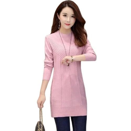 Women Sweaters Pullovers 2021 New Autumn Winter Long Knitted Sweater Female Long Sleeve Loose Jumper Bottoming Lady Sweaters Top