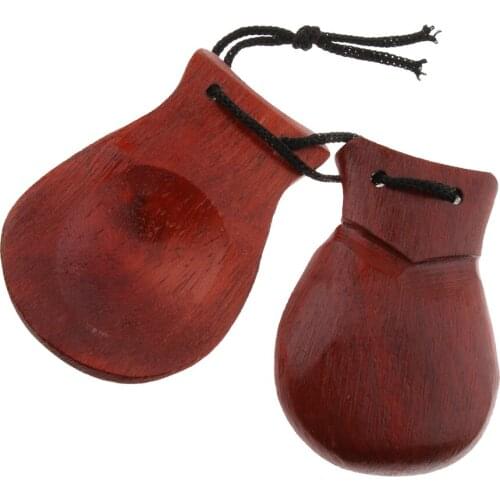 1pc Wooden Castanet Hand Clapper Brown Kids Baby Musical Instrument Toy