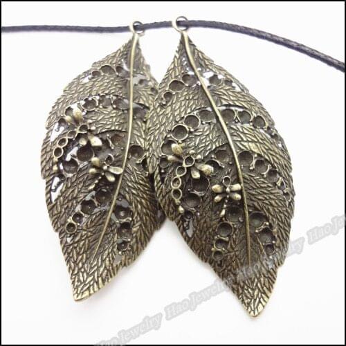 10 pcs Vintage Charms Leaf Pendant Antique bronze Fit Bracelets Necklace DIY Metal Jewelry Making