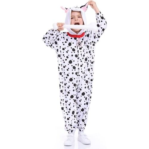 Puppy Dog Pajamas Dalmatians Costume Kids Unisex Halloween Animal Spotty Dog Onesies Carnival Cosplay Dress Up For Children