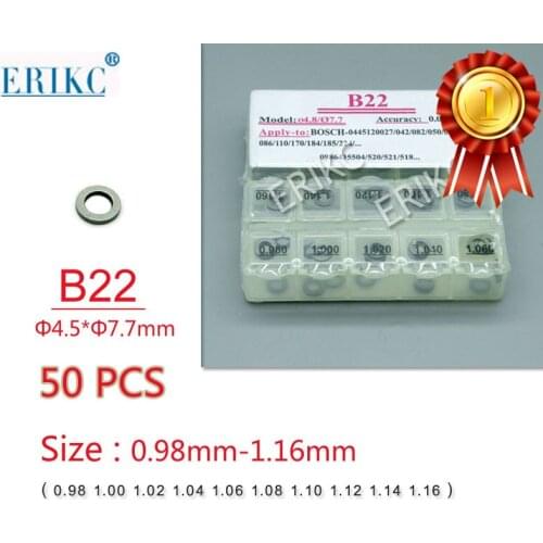 50PCS ERIKC Common Rail Nozzle Adjusting Shim B22 Size 0.98-1.16mm Adjustment Washers Shims Gaskets Repair Kits For Bosch Nozzle