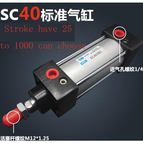Free shipping SC40*(25-100) 40mm Bore Stroke have 25 to1000 can choose SC Series Single Rod Standard Pneumatic Air CylinderSC40